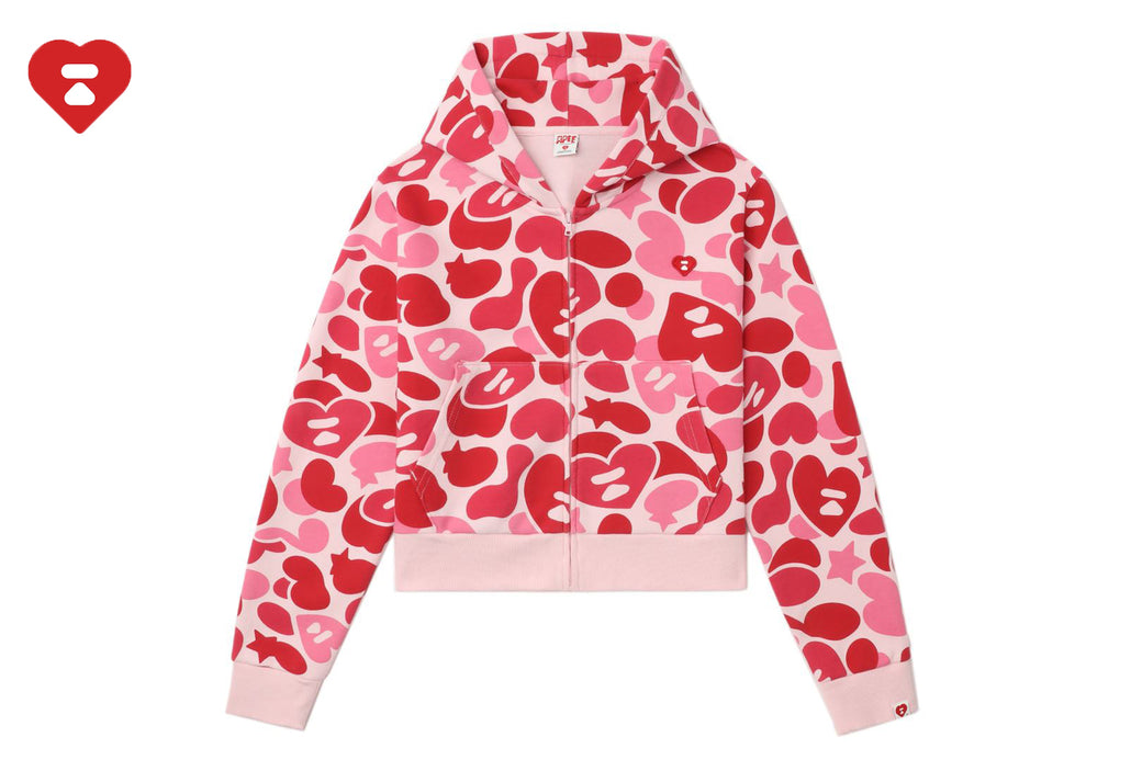 HEART BADGE CAMO HOODED ZIP UP SWEATER | bape.com