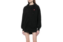 HEART BADGE HOODED ZIP UP SWEATER