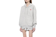 HEART BADGE HOODED ZIP UP SWEATER