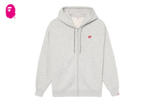 HEART BADGE HOODED ZIP UP SWEATER