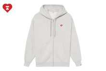 HEART BADGE HOODED ZIP UP SWEATER