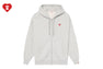 HEART BADGE HOODED ZIP UP SWEATER