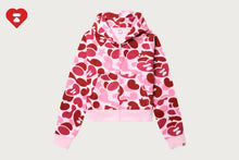 HEART BADGE CAMO HOODED ZIP UP SWEATER #1