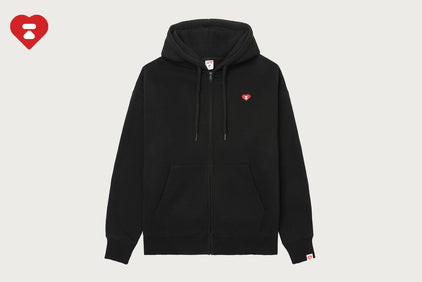 HEART BADGE HOODED ZIP UP SWEATER #1