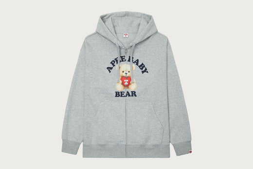 APEE BABY CUTIE BEAR PRINT HOODED ZIP UP SWEATER