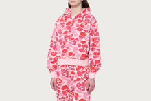 HEART CAMO HOODED ZIP UP SWEATER