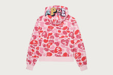HEART CAMO HOODED ZIP UP SWEATER