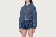 CAMO CROPPED DENIM HOODIE SHIRT