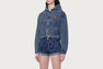 CAMO CROPPED DENIM HOODIE SHIRT
