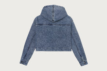 CAMO CROPPED DENIM HOODIE SHIRT
