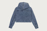 CAMO CROPPED DENIM HOODIE SHIRT