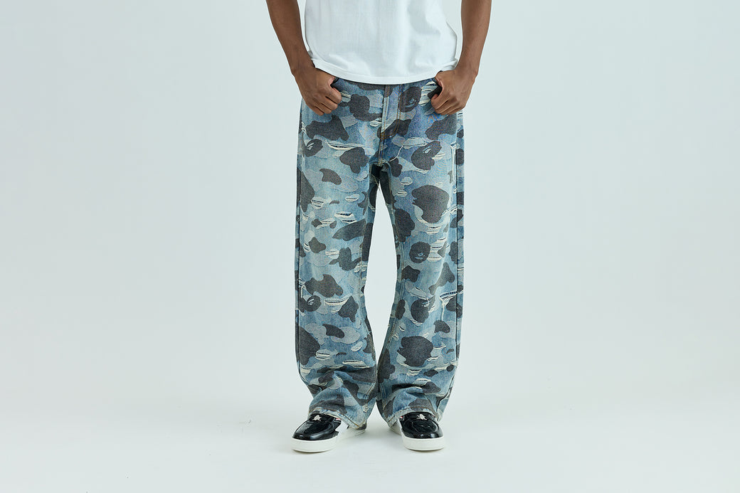 SOLID CAMO JACQUARD DENIM PANTS | bape.com