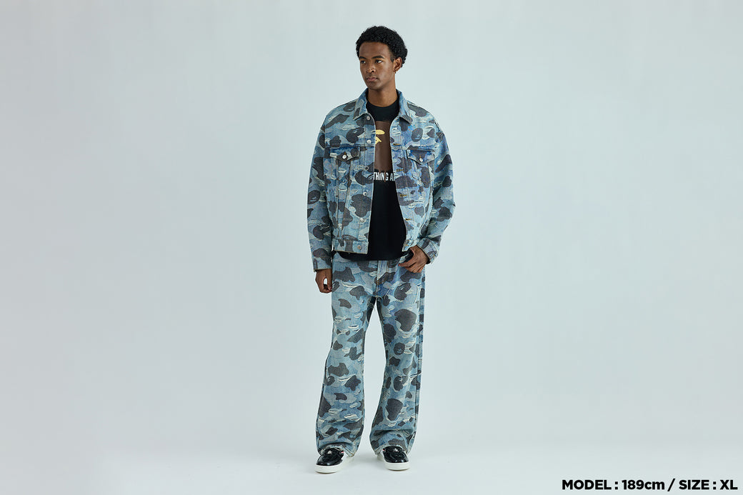 SOLID CAMO JACQUARD DENIM PANTS | bape.com