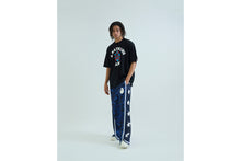 COLOR CAMO MESH HIGH SPLIT SNAP BUTTON RELAXED FIT PANTS