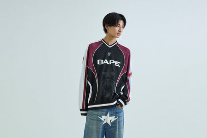 BAPE SOCCER LOGO WARM UP RELAXED FIT LS TEE
