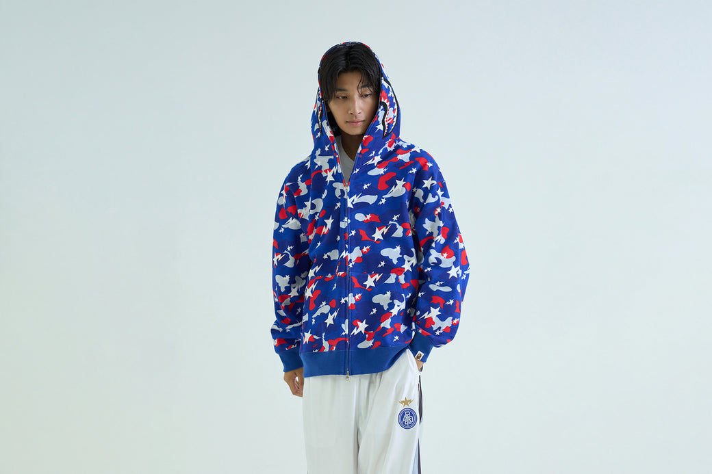 STA STRIKE CAMO SHARK RELAXED FIT FULL ZIP HOODIE | bape.com