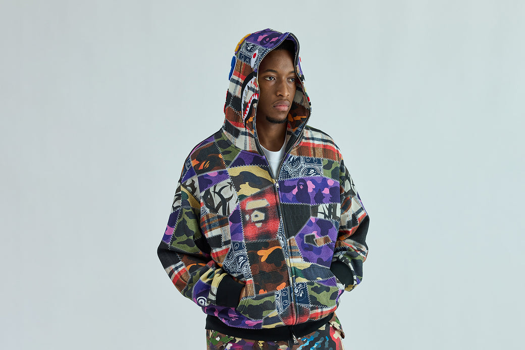 CRAZY PATCH SHARK FULL ZIP HOODIE | bape.com