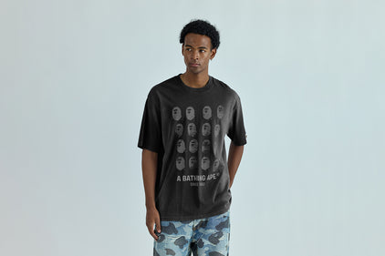 BLEECHED MULTI APE HEAD LOGO RELAXED FIT TEE