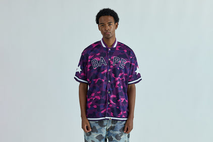 COLOR CAMO MESH WARM UP RELAXED FIT SHIRT