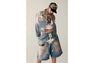 FAKE PRINT MULTI LOGO DENIM CROPPED SHIRT