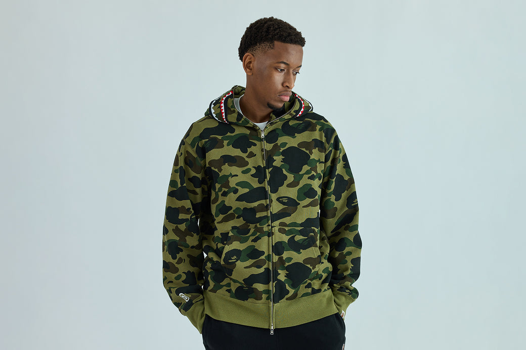 1ST CAMO SHARK FULL ZIP HOODIE | bape.com