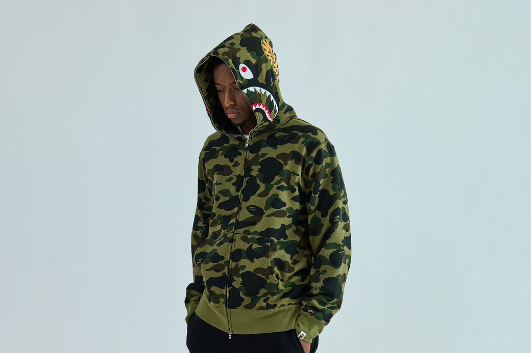 1ST CAMO SHARK FULL ZIP HOODIE | bape.com