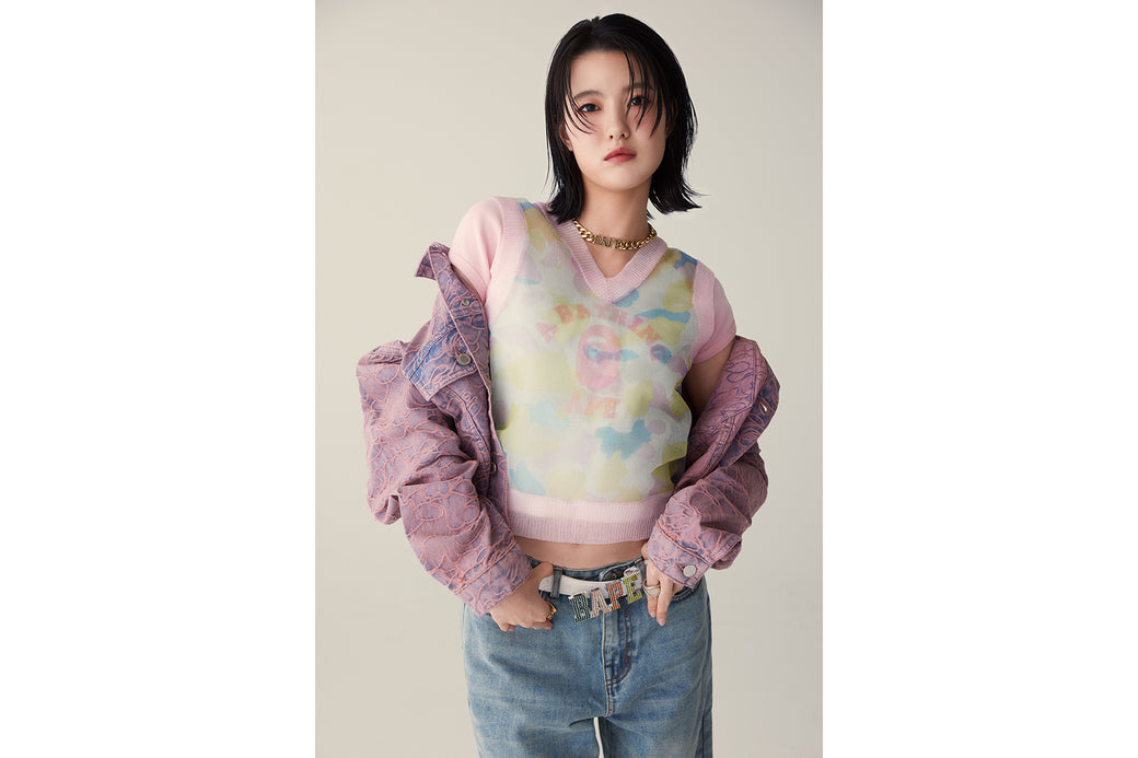 LINE CAMO CROPPED DENIM JACKET | bape.com