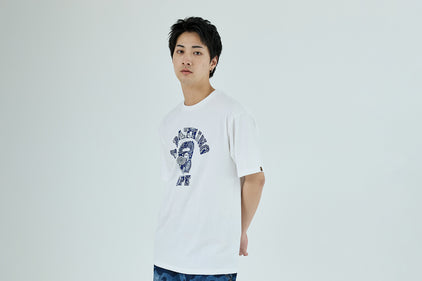 JAPANESE INDIGO ART CAMO COLLEGE TEE