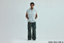 HEAVY WASHED RHINESTONE SLEEVELESS RELAXED FIT ZIP HOODIE