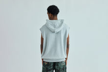 HEAVY WASHED RHINESTONE SLEEVELESS RELAXED FIT ZIP HOODIE