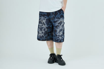 1ST CAMO DOUBLE KNEE 13 OZ RELAXED FIT DENIM SHORTS