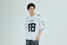 SOLID CAMO MULTI LOGO RELAXED FIT FOOTBALL JERSEY TEE