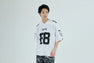 SOLID CAMO MULTI LOGO RELAXED FIT FOOTBALL JERSEY TEE