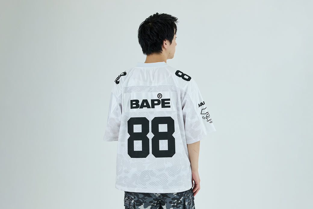 SOLID CAMO MULTI LOGO RELAXED FIT FOOTBALL JERSEY TEE | bape.com
