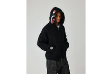 CABLE KNIT SHARK RELAXED FIT FULL ZIP HOODIE