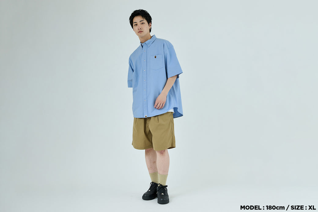 ONE POINT LINE CAMO JACQUARD OXFORD SS SHIRT | bape.com