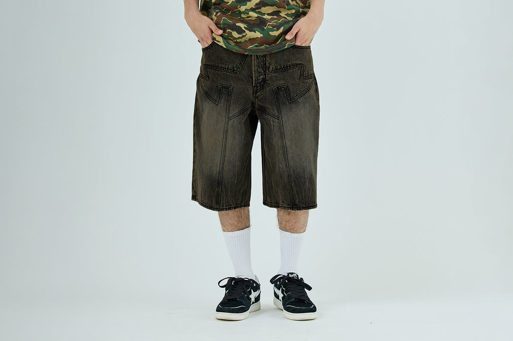 A BATHING APE BAPE STA DENIM ショーツ　ハーフパンツ BAPE STA PATCH 13 OZ RELAXED FIT DENIM SHORTS | bape.com