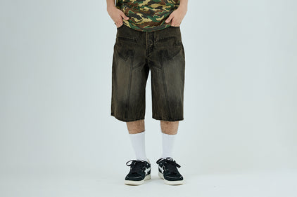 BAPE STA PATCH 13 OZ RELAXED FIT DENIM SHORTS