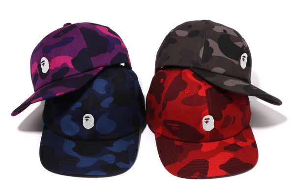 エイプ ベースボールキャップ赤青カモセット COLOR CAMO APE HEAD ONE POINT PANEL CAP | bape.com