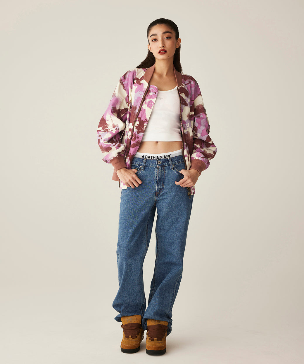 CRYSTAL APE HEAD FLARE DENIM PANTS | bape.com