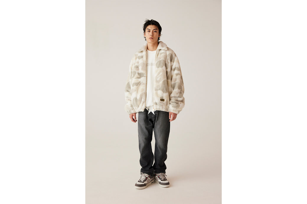 CAMO FLUFFY JACKET | bape.com 