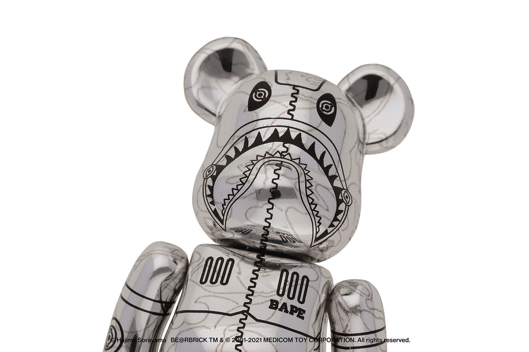 人気再入荷BAPE SHARK X HAJIME SORAYAMA X BE@RBRICK &400% ゴールドソラヤマ エイプ シャーク ベアブリック 空山基 メディコムトイ KAWS キューブリック、ベアブリック