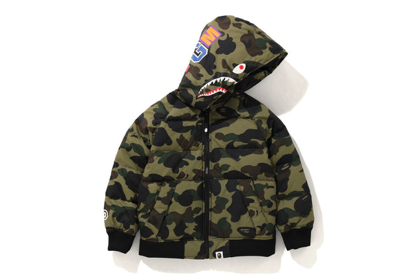 1ST CAMO SHARK HOODIE DOWN JACKET | bape.com