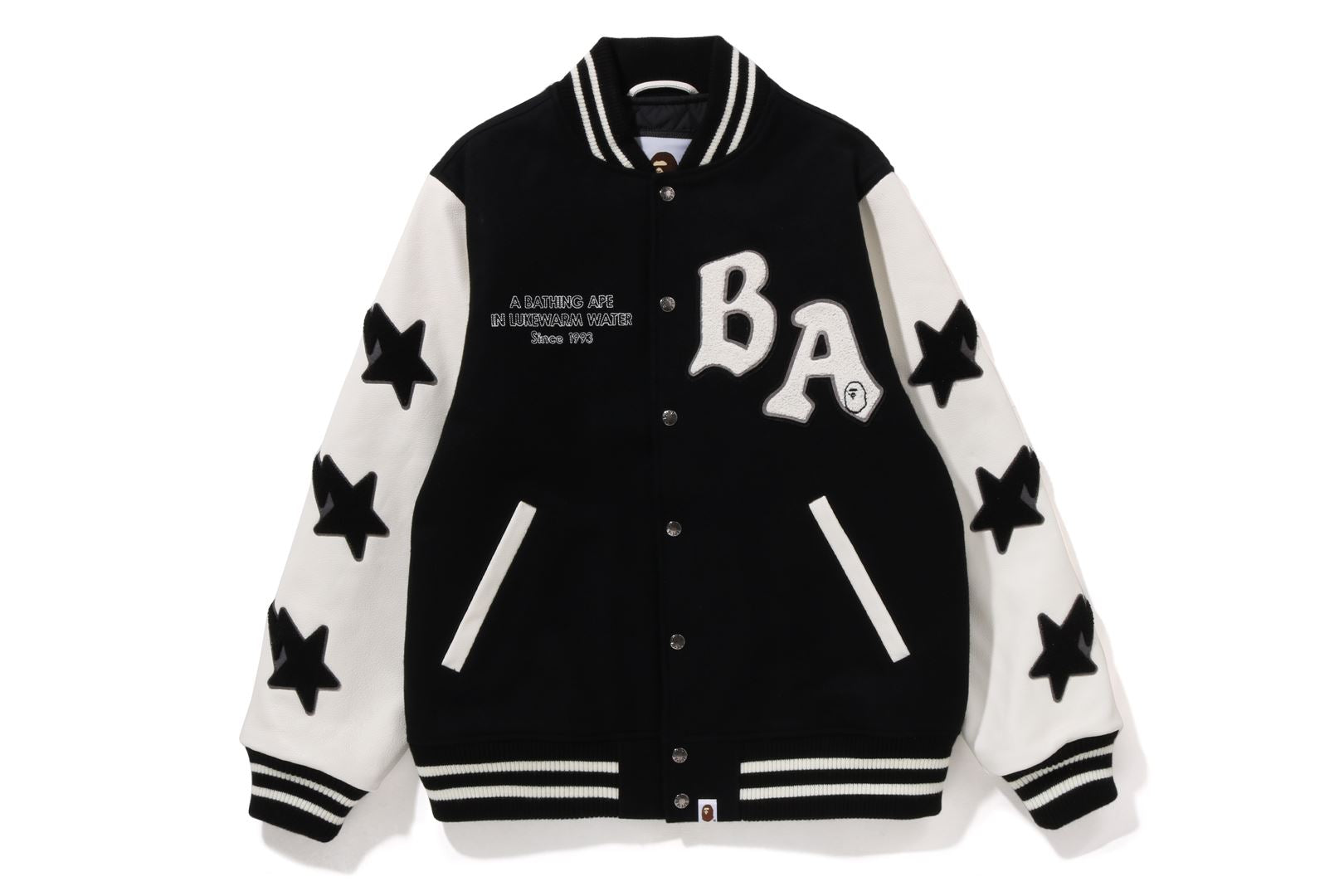 A BATHING APE RELAXED FIT VARSITY JACKET