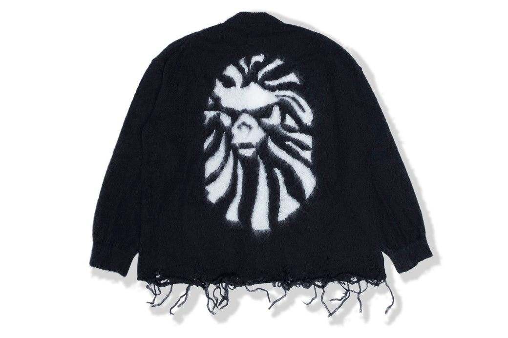 BAPE BLACK LOGO DISTRESSED CARDIGAN | bape.com