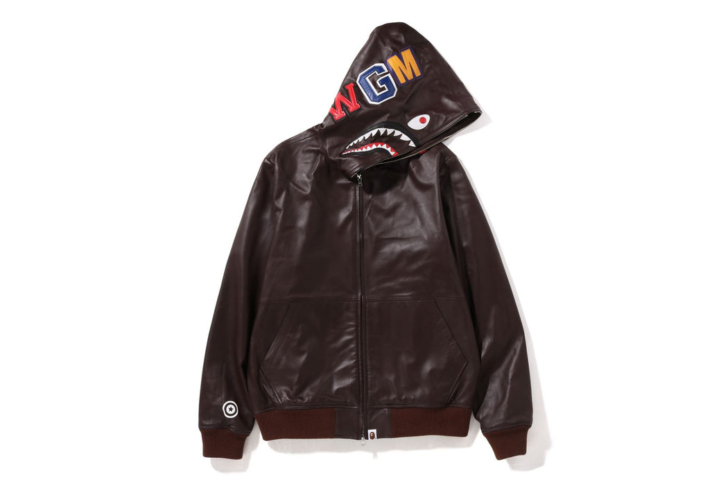 LEATHER SHARK FULL ZIP JACKET bape