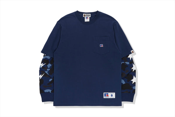 Tシャツ・カットソー BAPE Color Camo College L/S T-Shirt Black Navy COLOR CAMO COLLEGE TEE MENS – eu.bape.com