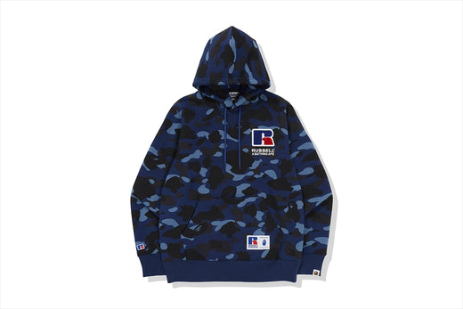 BAPE X RUSSELL 】 COLOR CAMO COLLEGE PULLOVER HOODIE | bape.com