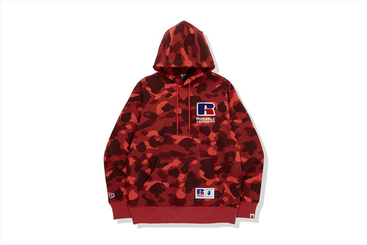 【 BAPE X RUSSELL 】 COLOR CAMO COLLEGE PULLOVER HOODIE