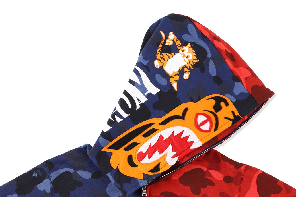 COLOR CAMO TIGER SHARK HALF FULL ZIP HOODIE bape